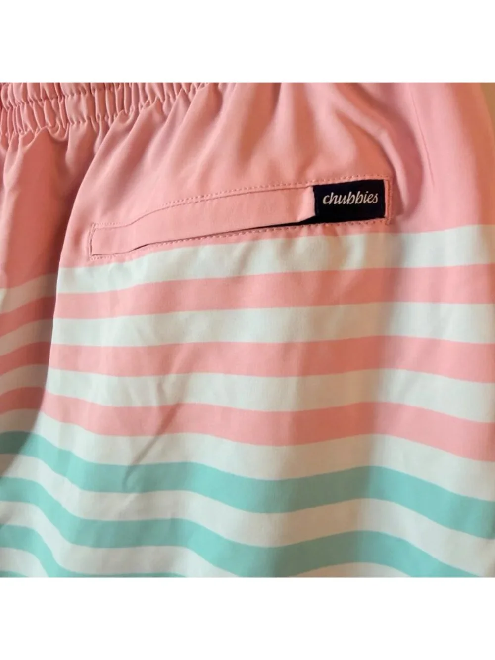 Chubbies Mens On The Horizons Pink and Blue Striped Lined Classic Swim Trunk 3XL